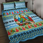 Saint Lucia Christmas In Paradise Quilt Bed Set Tropical Parrot Santa Ugly Pattern Graphic Artwork