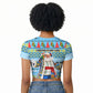 Saint Lucia Christmas In Paradise Raglan Cropped T shirt Tropical Parrot Santa Ugly Pattern Graphic Artwork
