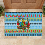 Saint Lucia Christmas In Paradise Rubber Doormat Tropical Parrot Santa Ugly Pattern Graphic Artwork