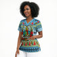 Saint Lucia Christmas In Paradise Scrub Top Tropical Parrot Santa Ugly Pattern Graphic Artwork