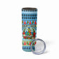 Saint Lucia Christmas In Paradise Skinny Tumbler Tropical Parrot Santa Ugly Pattern Graphic Artwork