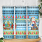 Saint Lucia Christmas In Paradise Skinny Tumbler Tropical Parrot Santa Ugly Pattern Graphic Artwork