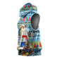 Saint Lucia Christmas In Paradise Sleeveless Hoodie Tropical Parrot Santa Ugly Pattern Graphic Artwork