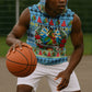 Saint Lucia Christmas In Paradise Sleeveless Hoodie Tropical Parrot Santa Ugly Pattern Graphic Artwork