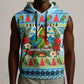 Saint Lucia Christmas In Paradise Sleeveless Hoodie Tropical Parrot Santa Ugly Pattern Graphic Artwork
