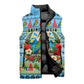 Saint Lucia Christmas In Paradise Sleeveless Puffer Jacket Tropical Parrot Santa Ugly Pattern Graphic Artwork
