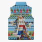 Saint Lucia Christmas In Paradise Sleeveless Puffer Jacket Tropical Parrot Santa Ugly Pattern Graphic Artwork