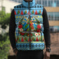 Saint Lucia Christmas In Paradise Sleeveless Puffer Jacket Tropical Parrot Santa Ugly Pattern Graphic Artwork