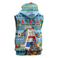 Saint Lucia Christmas In Paradise Sleeveless Zip Hoodie Tropical Parrot Santa Ugly Pattern Graphic Artwork