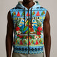 Saint Lucia Christmas In Paradise Sleeveless Zip Hoodie Tropical Parrot Santa Ugly Pattern Graphic Artwork