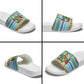 Saint Lucia Christmas In Paradise Slide Sandals Tropical Parrot Santa Ugly Pattern Graphic Artwork