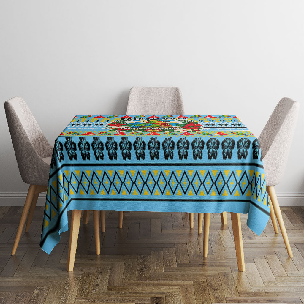 Saint Lucia Christmas In Paradise Tablecloth Tropical Parrot Santa Ugly Pattern Graphic Artwork