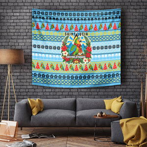 Saint Lucia Christmas In Paradise Tapestry Tropical Parrot Santa Ugly Pattern Graphic Artwork