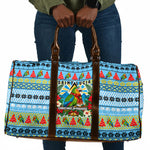 Saint Lucia Christmas In Paradise Travel Bag Tropical Parrot Santa Ugly Pattern Graphic Artwork