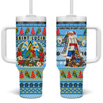 Saint Lucia Christmas In Paradise Tumbler With Handle Tropical Parrot Santa Ugly Pattern Graphic Artwork