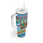 Saint Lucia Christmas In Paradise Tumbler With Handle Tropical Parrot Santa Ugly Pattern Graphic Artwork