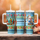 Saint Lucia Christmas In Paradise Tumbler With Handle Tropical Parrot Santa Ugly Pattern Graphic Artwork