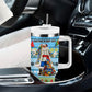 Saint Lucia Christmas In Paradise Tumbler With Handle Tropical Parrot Santa Ugly Pattern Graphic Artwork
