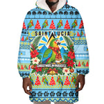 Saint Lucia Christmas In Paradise Wearable Blanket Hoodie Tropical Parrot Santa Ugly Pattern Graphic Artwork
