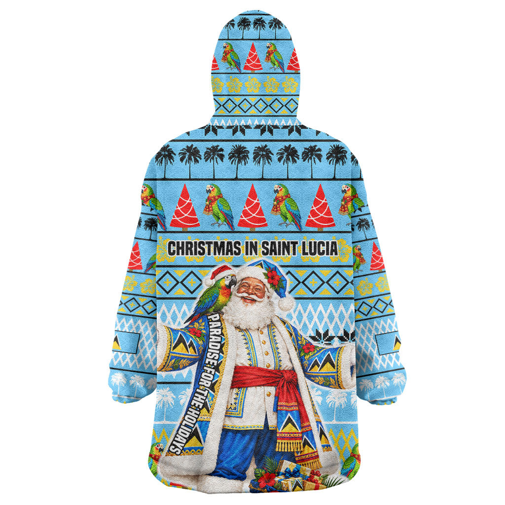 Saint Lucia Christmas In Paradise Wearable Blanket Hoodie Tropical Parrot Santa Ugly Pattern Graphic Artwork