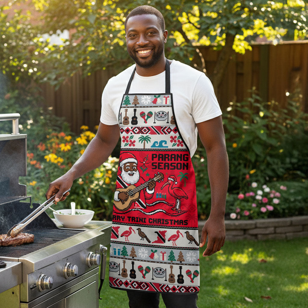 Parang Music Christmas Trinidad And Tobago Apron Scarlet Ibis Santa Merry Trini Christmas