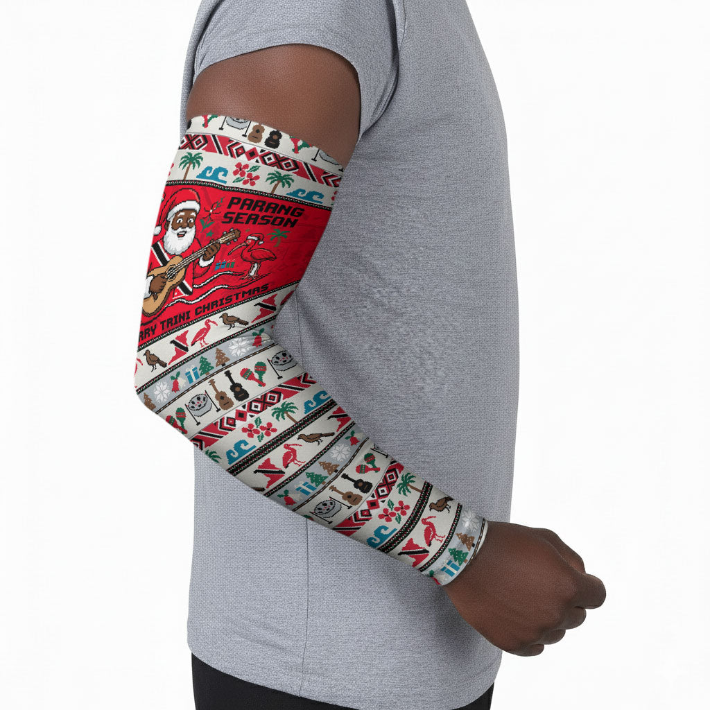 Parang Music Christmas Trinidad And Tobago Arm Sleeves Scarlet Ibis Santa Merry Trini Christmas