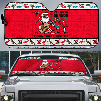 Parang Music Christmas Trinidad And Tobago Auto Sun Shade Scarlet Ibis Santa Merry Trini Christmas