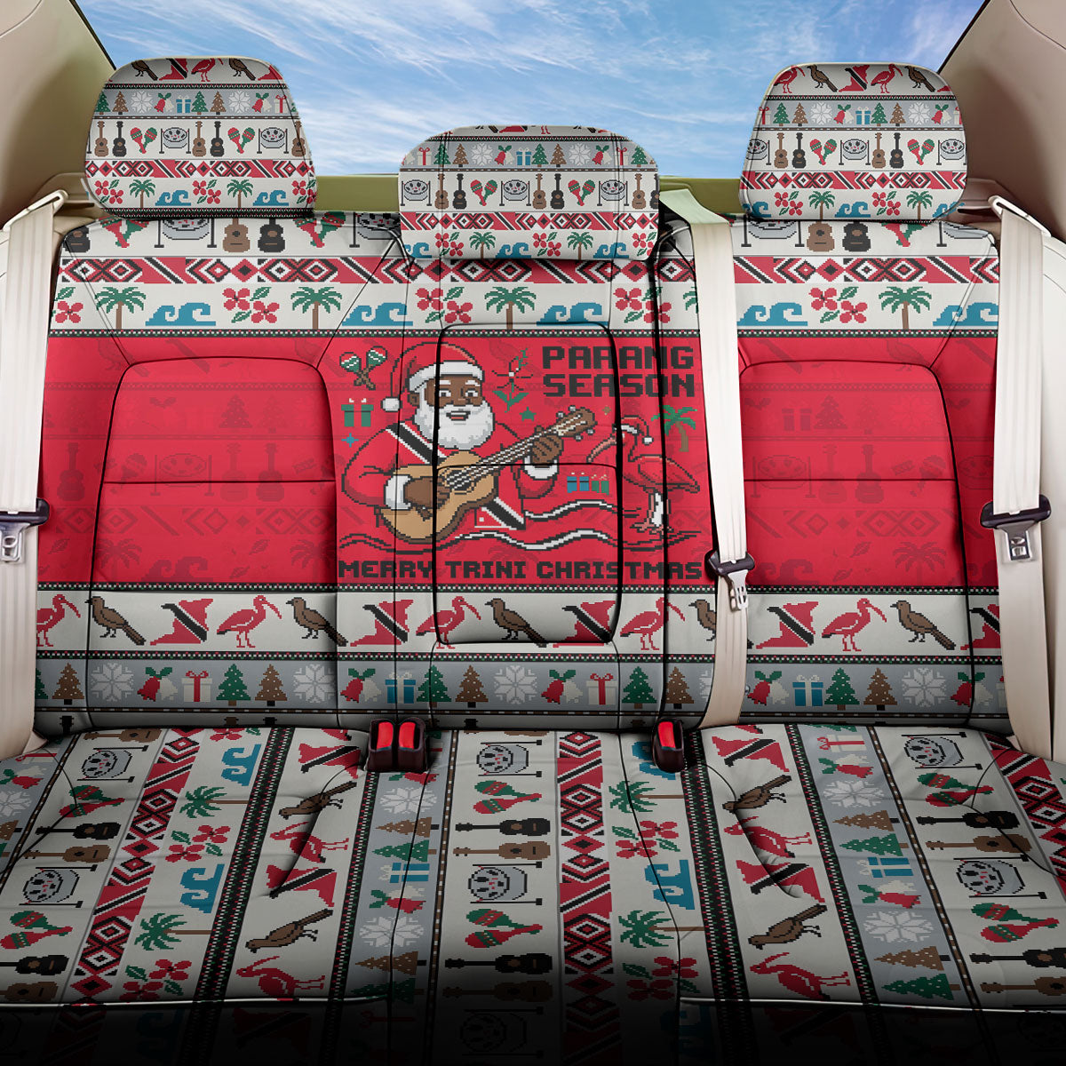 Parang Music Christmas Trinidad And Tobago Back Car Seat Cover Scarlet Ibis Santa Merry Trini Christmas
