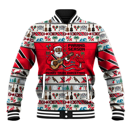 Parang Music Christmas Trinidad And Tobago Baseball Jacket Scarlet Ibis Santa Merry Trini Christmas