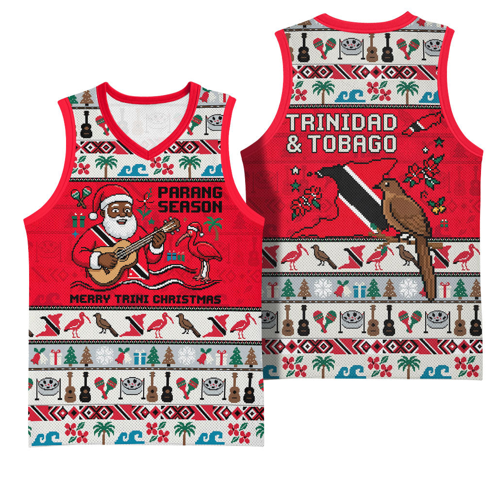 Parang Music Christmas Trinidad And Tobago Basketball Jersey Scarlet Ibis Santa Merry Trini Christmas