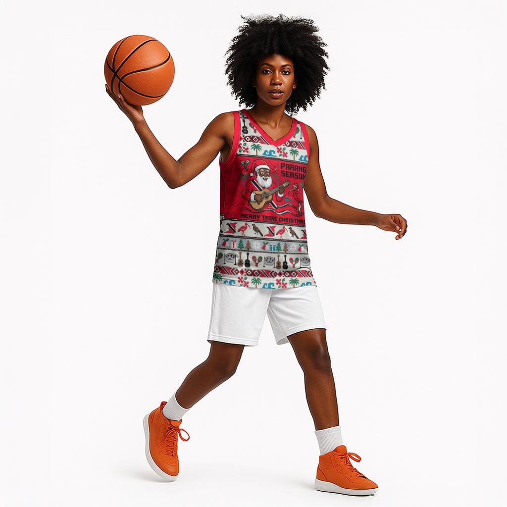 Parang Music Christmas Trinidad And Tobago Basketball Jersey Scarlet Ibis Santa Merry Trini Christmas