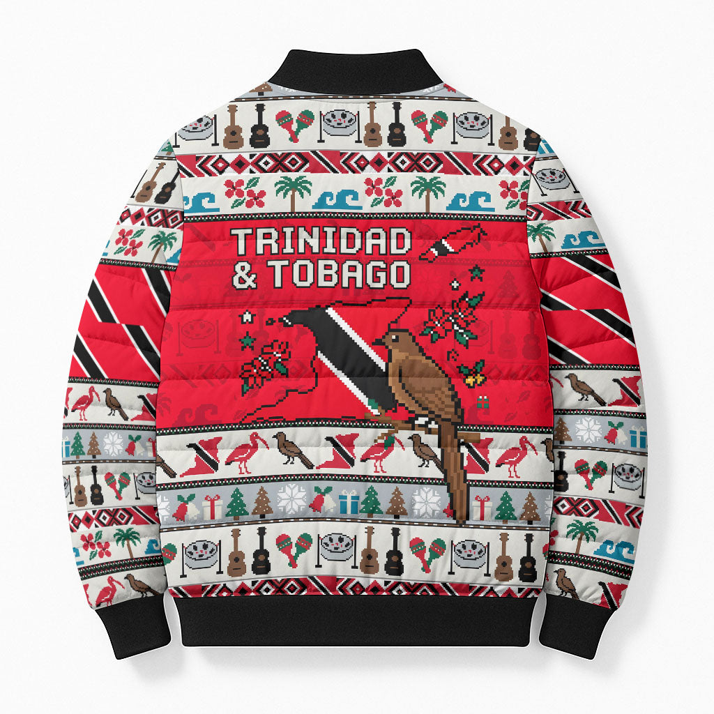 Parang Music Christmas Trinidad And Tobago Bomber Puffer Jacket Scarlet Ibis Santa Merry Trini Christmas