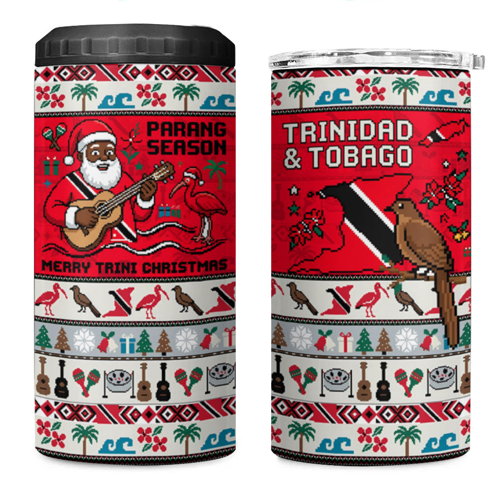 Parang Music Christmas Trinidad And Tobago 4 in 1 Can Cooler Tumbler Scarlet Ibis Santa Merry Trini Christmas