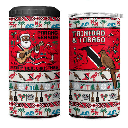 Parang Music Christmas Trinidad And Tobago 4 in 1 Can Cooler Tumbler Scarlet Ibis Santa Merry Trini Christmas