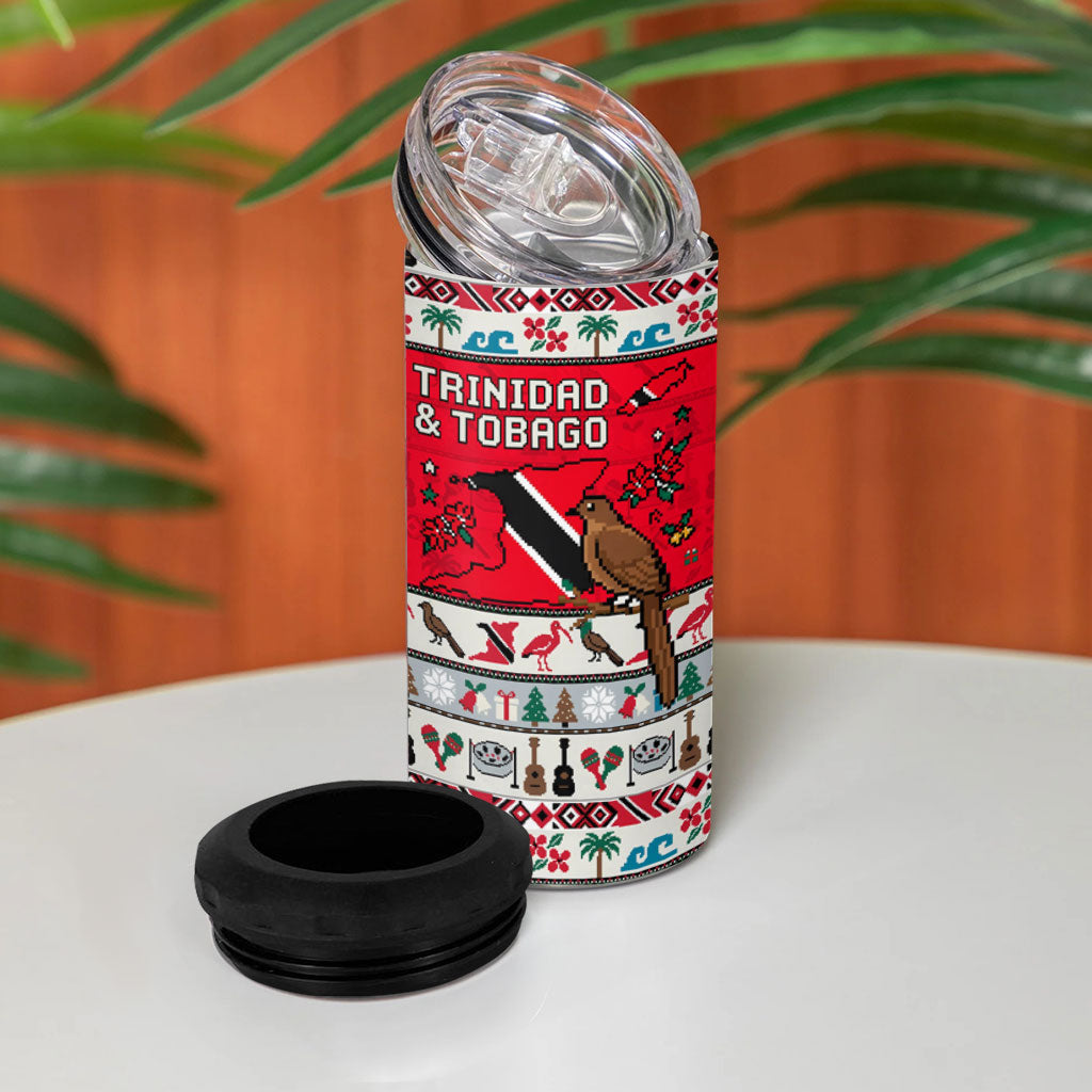Parang Music Christmas Trinidad And Tobago 4 in 1 Can Cooler Tumbler Scarlet Ibis Santa Merry Trini Christmas