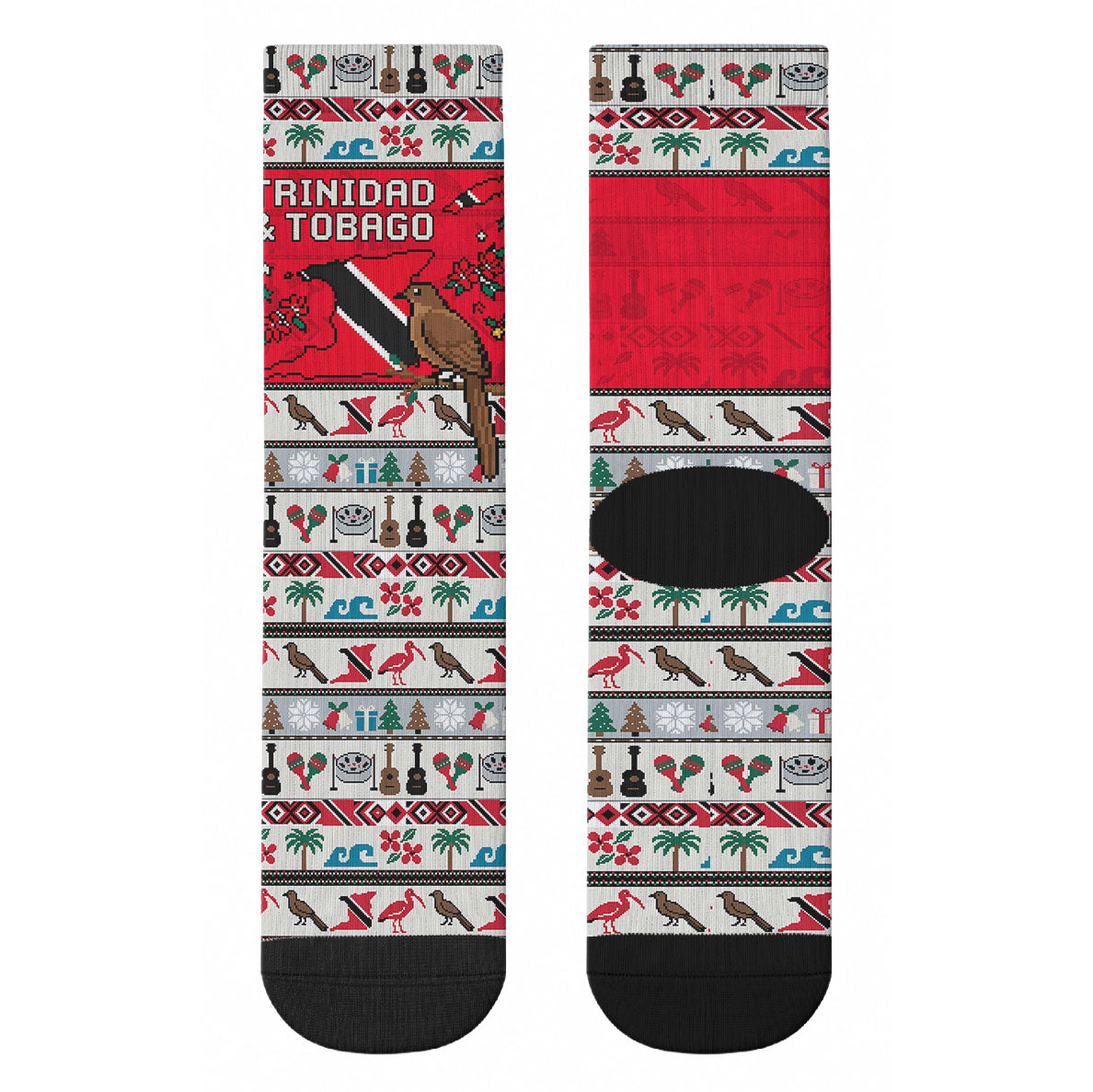 Parang Music Christmas Trinidad And Tobago Crew Socks Scarlet Ibis Santa Merry Trini Christmas