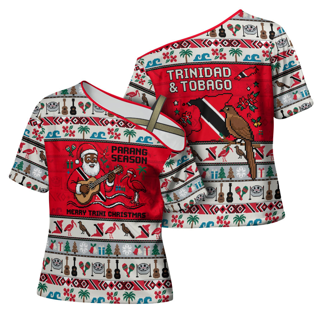 Parang Music Christmas Trinidad And Tobago Cross Shoulder Shirt Scarlet Ibis Santa Merry Trini Christmas