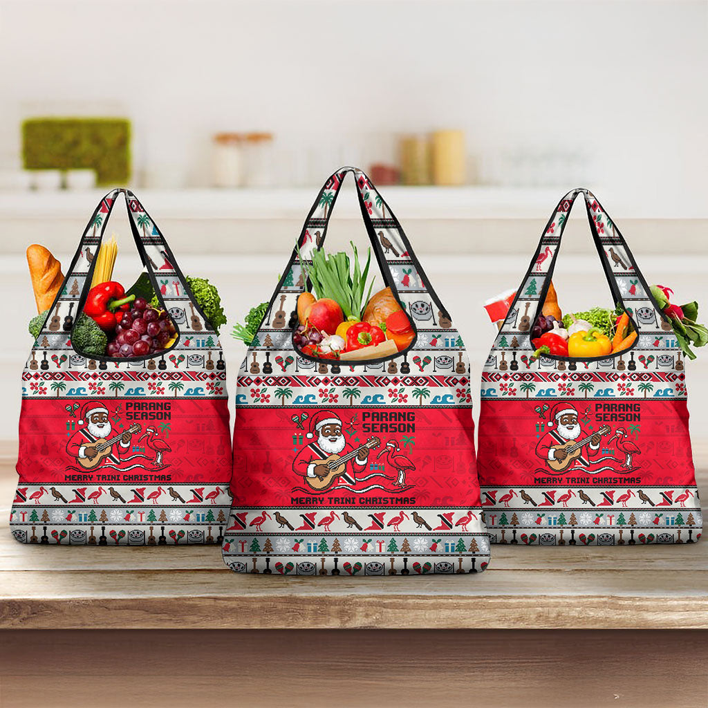 Parang Music Christmas Trinidad And Tobago Grocery Bag Scarlet Ibis Santa Merry Trini Christmas