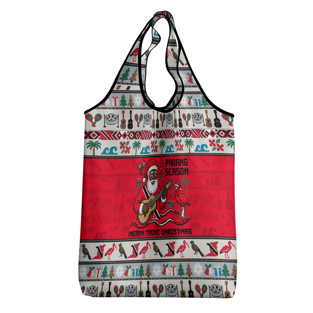 Parang Music Christmas Trinidad And Tobago Grocery Bag Scarlet Ibis Santa Merry Trini Christmas