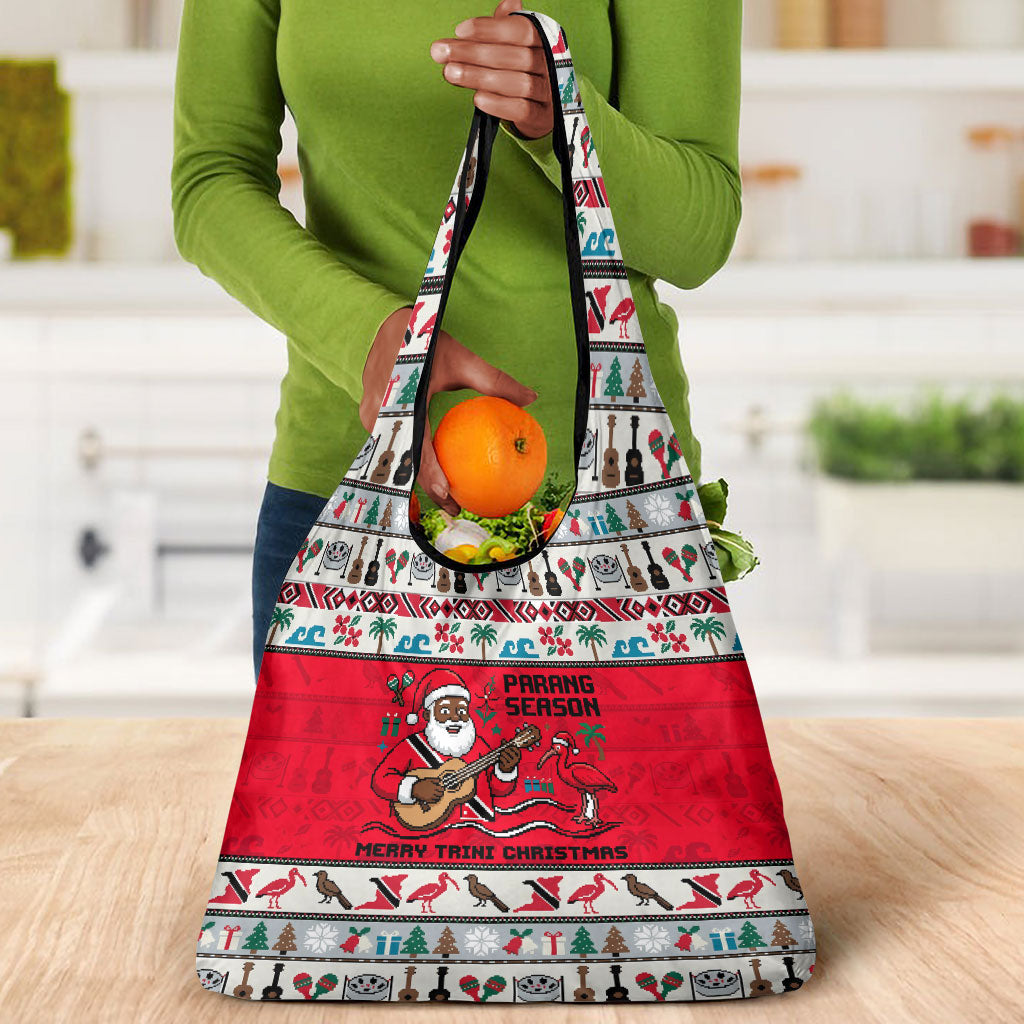Parang Music Christmas Trinidad And Tobago Grocery Bag Scarlet Ibis Santa Merry Trini Christmas