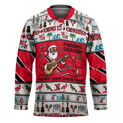 Parang Music Christmas Trinidad And Tobago Hockey Jersey Scarlet Ibis Santa Merry Trini Christmas