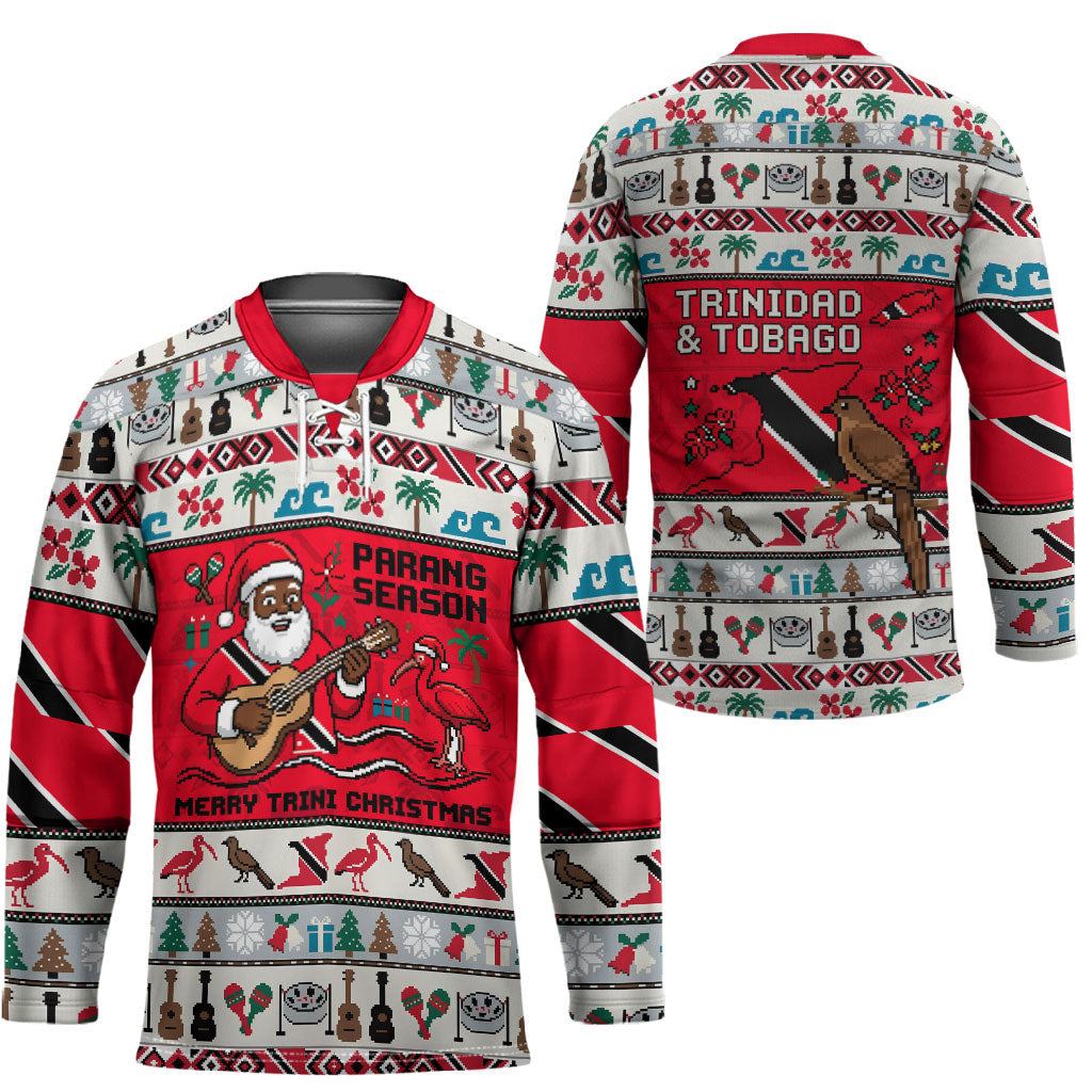 Parang Music Christmas Trinidad And Tobago Hockey Jersey Scarlet Ibis Santa Merry Trini Christmas