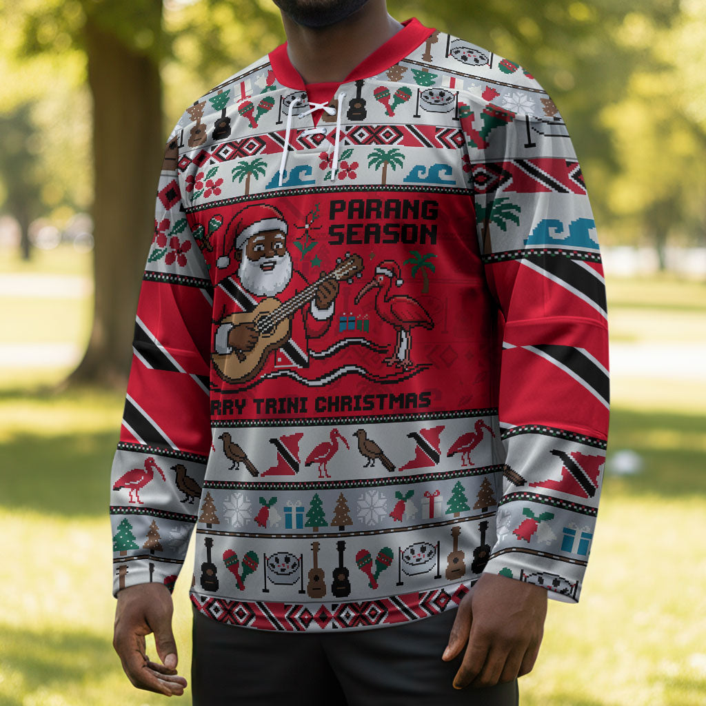 Parang Music Christmas Trinidad And Tobago Hockey Jersey Scarlet Ibis Santa Merry Trini Christmas