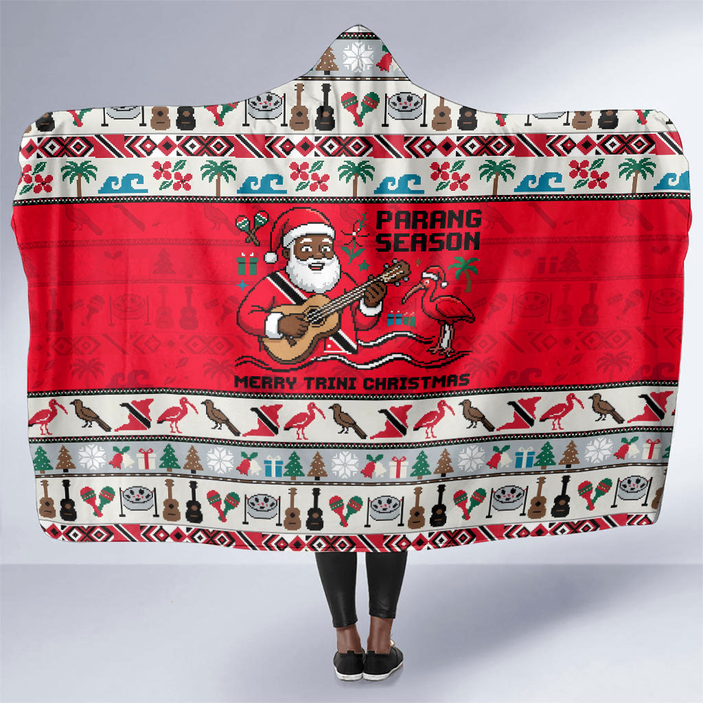 Parang Music Christmas Trinidad And Tobago Hooded Blanket Scarlet Ibis Santa Merry Trini Christmas