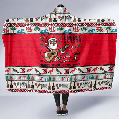 Parang Music Christmas Trinidad And Tobago Hooded Blanket Scarlet Ibis Santa Merry Trini Christmas