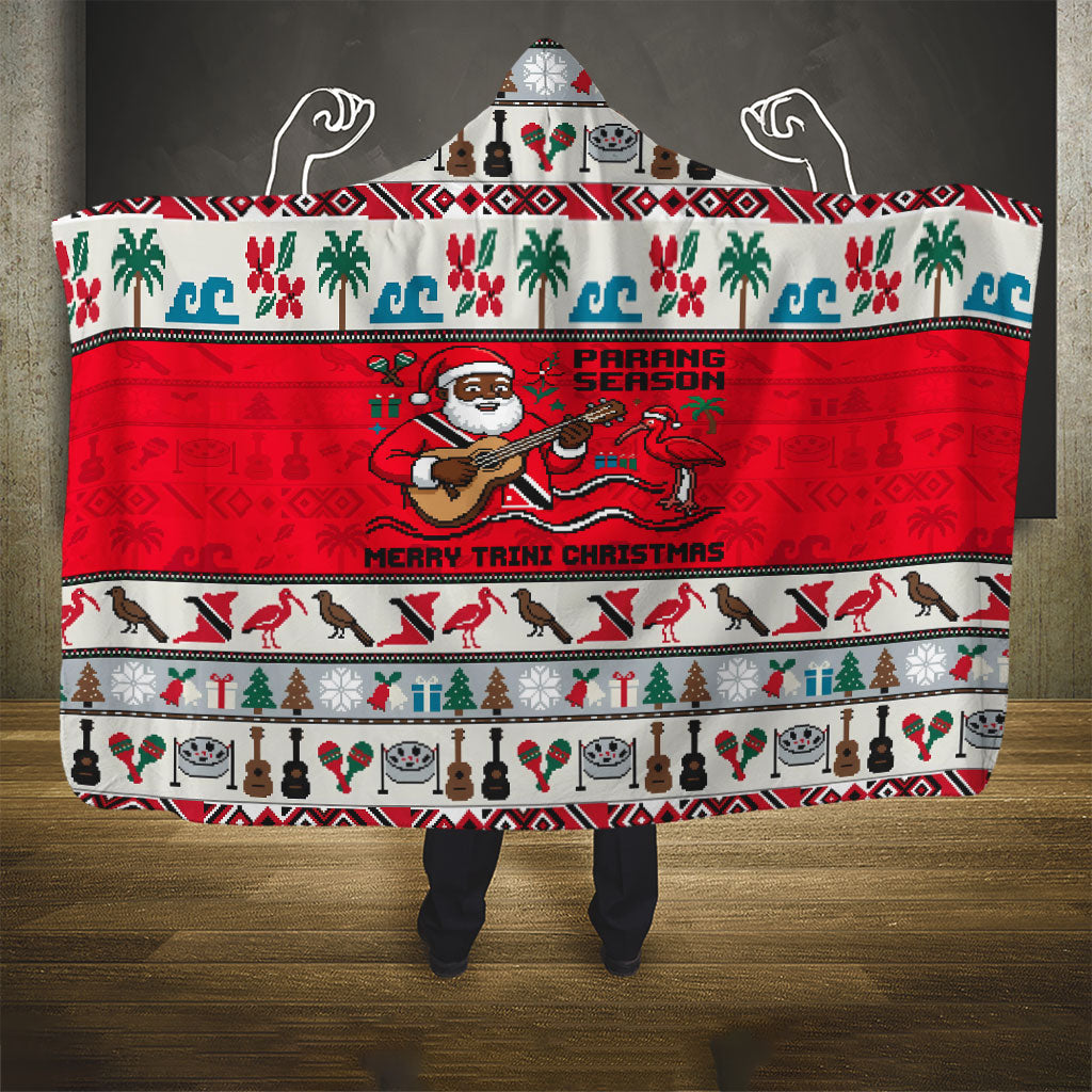 Parang Music Christmas Trinidad And Tobago Hooded Blanket Scarlet Ibis Santa Merry Trini Christmas