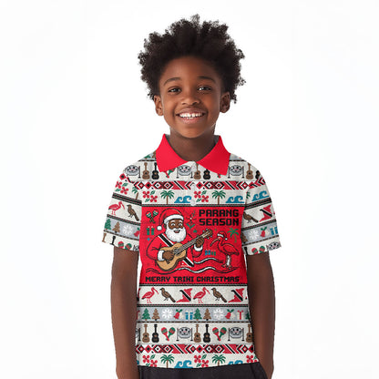 Parang Music Christmas Trinidad And Tobago Kid Polo Shirt Scarlet Ibis Santa Merry Trini Christmas