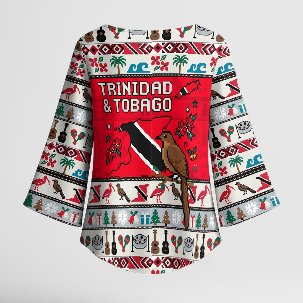Parang Music Christmas Trinidad And Tobago Kimono Sleeve Blouse Scarlet Ibis Santa Merry Trini Christmas