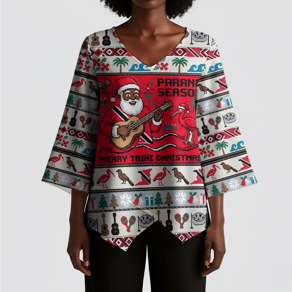 Parang Music Christmas Trinidad And Tobago Kimono Sleeve Blouse Scarlet Ibis Santa Merry Trini Christmas