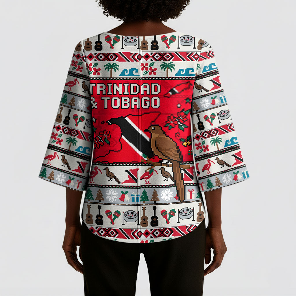 Parang Music Christmas Trinidad And Tobago Kimono Sleeve Blouse Scarlet Ibis Santa Merry Trini Christmas